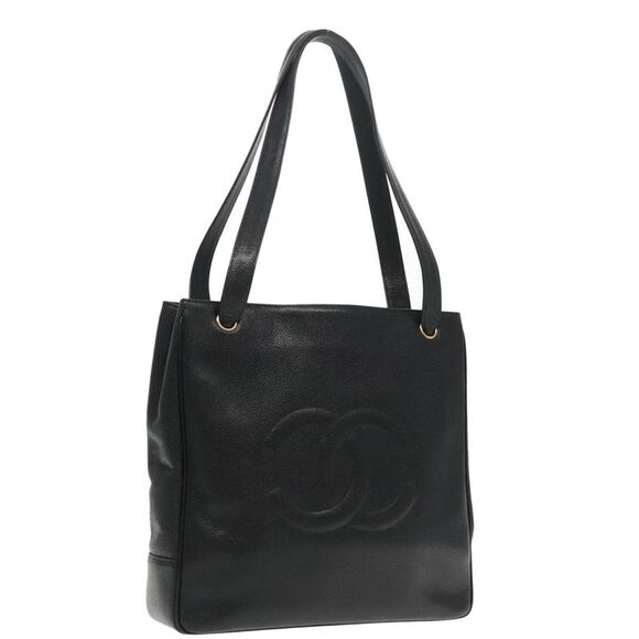 Chanel Logo Cc Black Leather Tote Bag (Pre-Owned) - Picture 16 of 16